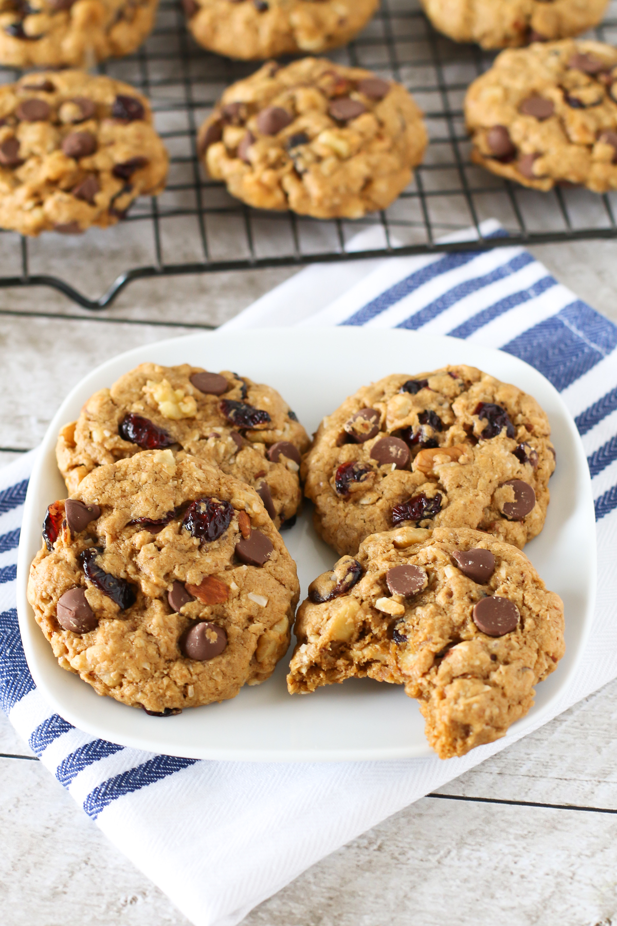 Gluten Free Vegan Trail Mix Cookies. These cookies are pack with nuts, dried fruit, coconut and of course, chocolate chips! 