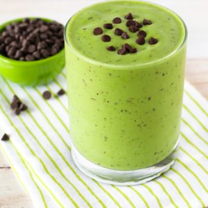 Dairy Free Mint Chocolate Chip Smoothie. Made with just a few simple ingredients, this mint chocolate chip smoothie tastes too good to be healthy!