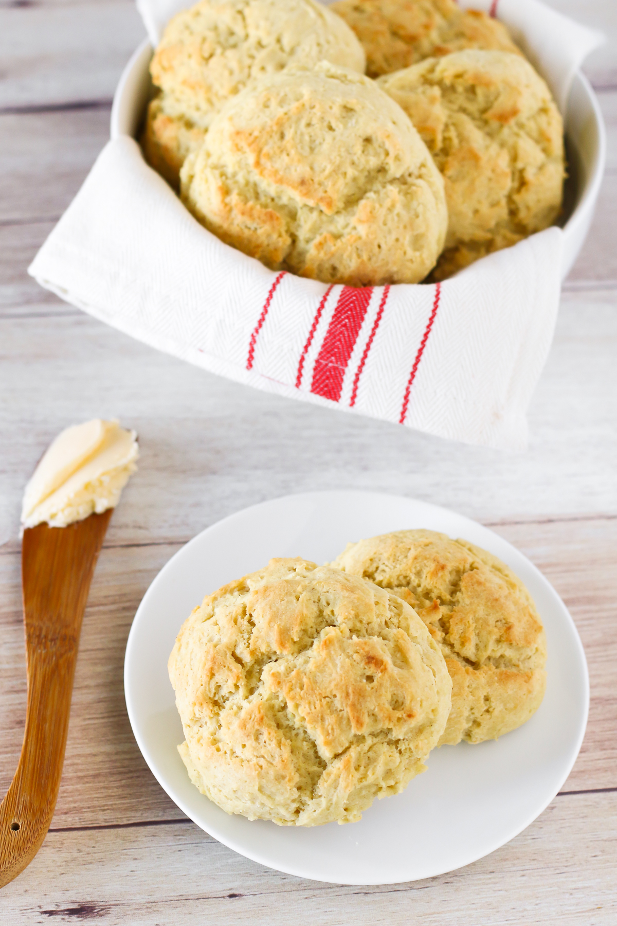 Gluten Free Vegan Drop Biscuits. Fluffy, warm biscuits, ready for your favorite jam or for soup-dipping!