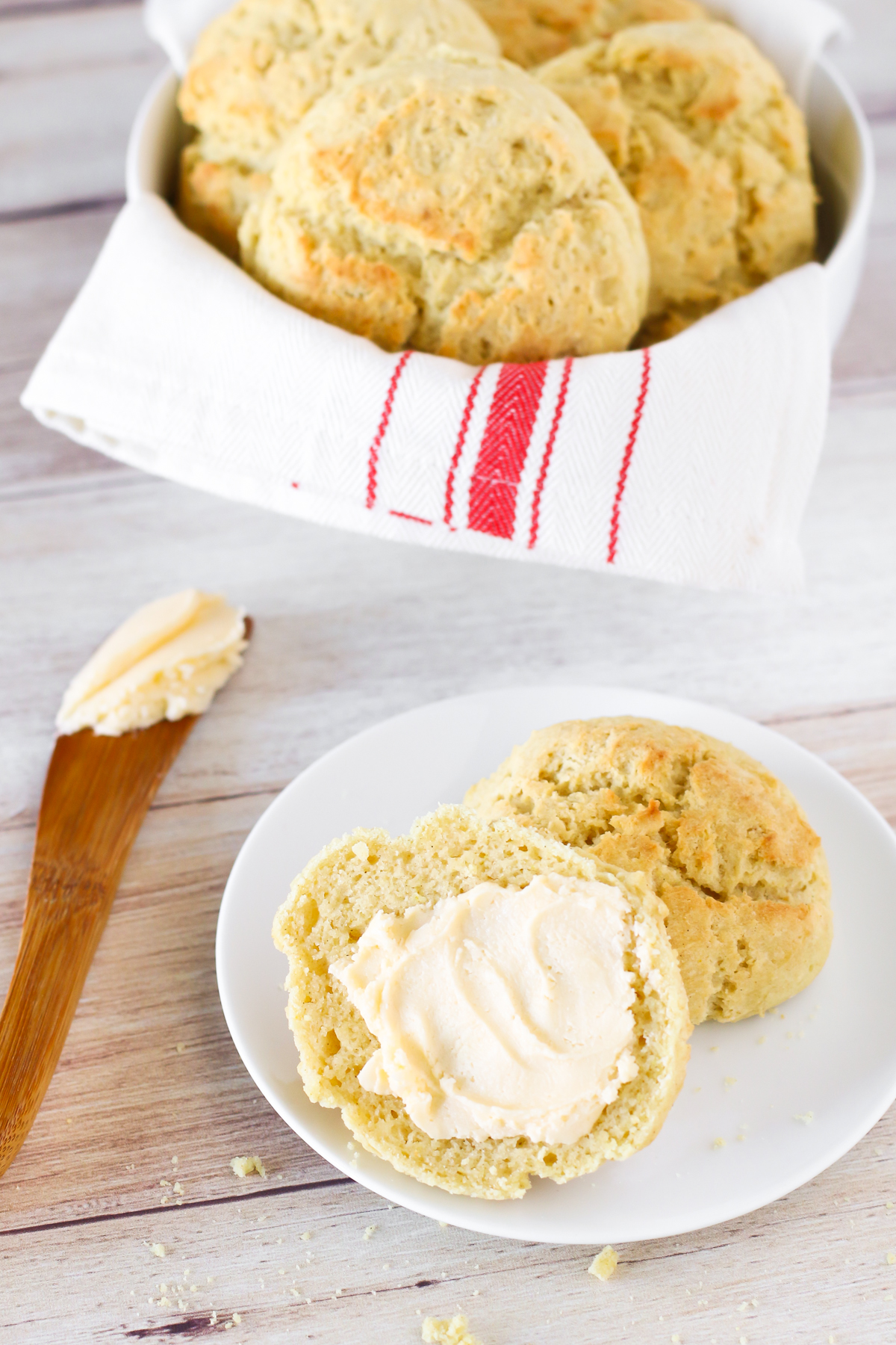 Gluten Free Vegan Drop Biscuits. Fluffy, warm biscuits, ready for your favorite jam or for soup-dipping!