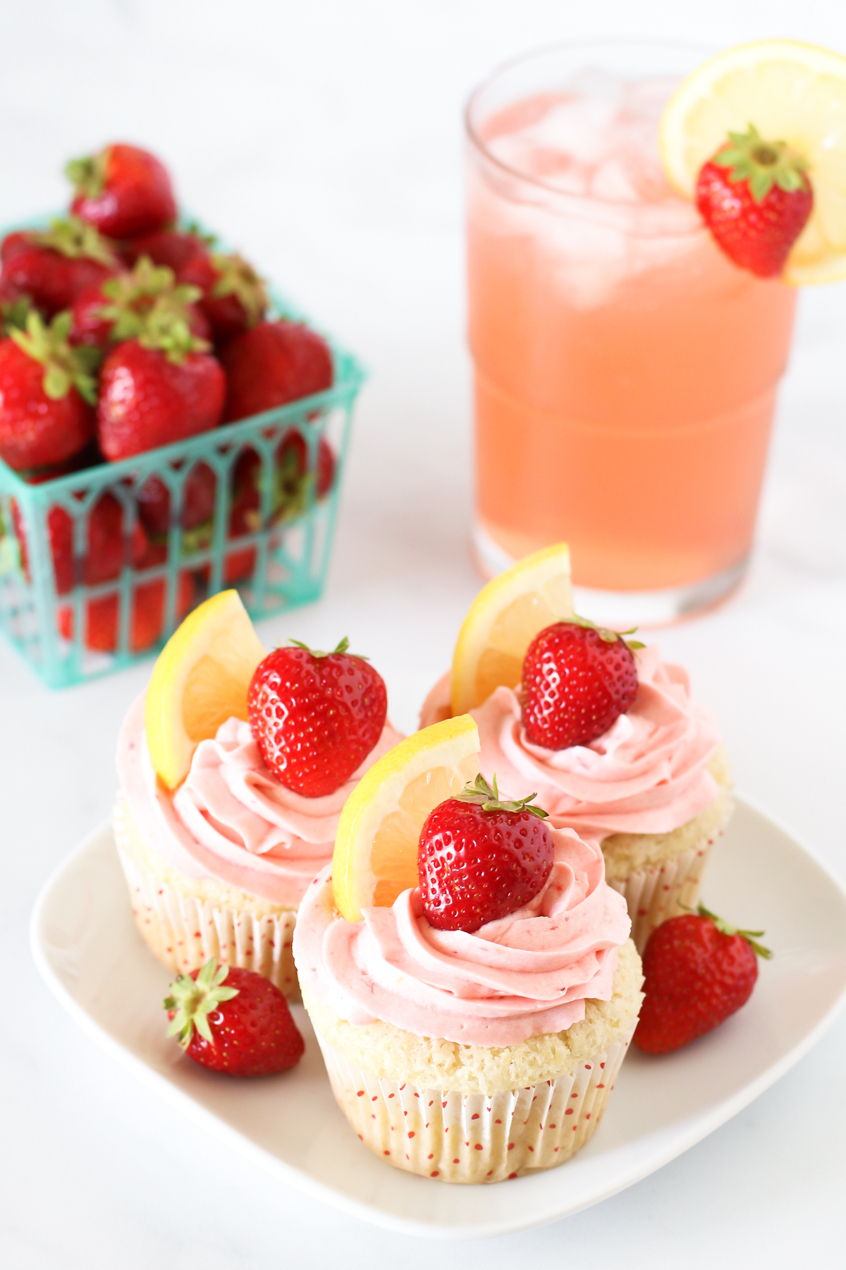 gluten free vegan strawberry lemonade cupcakes - Sarah Bakes Gluten Free