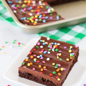 Gluten Free Vegan Chocolate Frosted Brownies. What could be better than a fudgy, chocolate frosted brownie with colorful sprinkles?