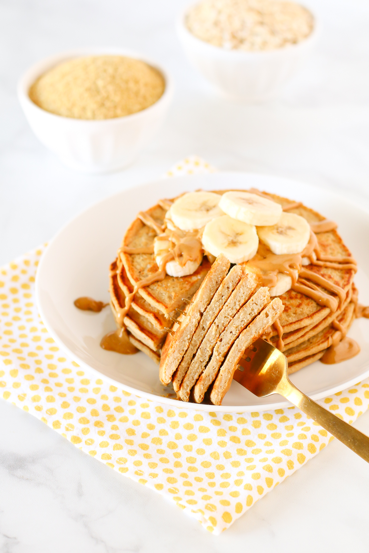 Gluten Free Vegan Blender Pancakes. A quick and easy pancake batter, made in the blender and ready in minutes. Great for those busy mornings!