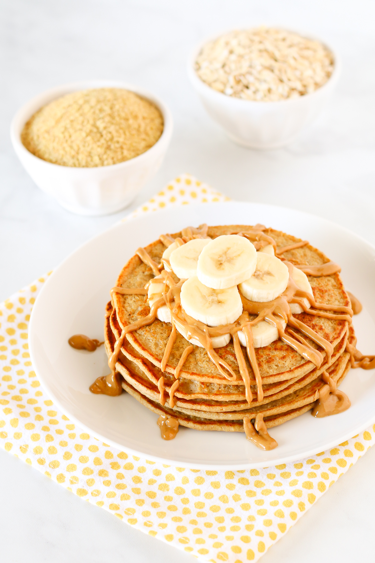 Gluten Free Vegan Blender Pancakes. A quick and easy pancake batter, made in the blender and ready in minutes. Great for those busy mornings!