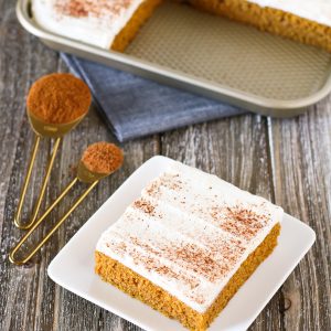 Gluten Free Vegan Pumpkin Bars. Moist pumpkin cake with all the fall spices, topped with the creamiest dairy free cream cheese frosting. this fall dessert is HEAVEN!