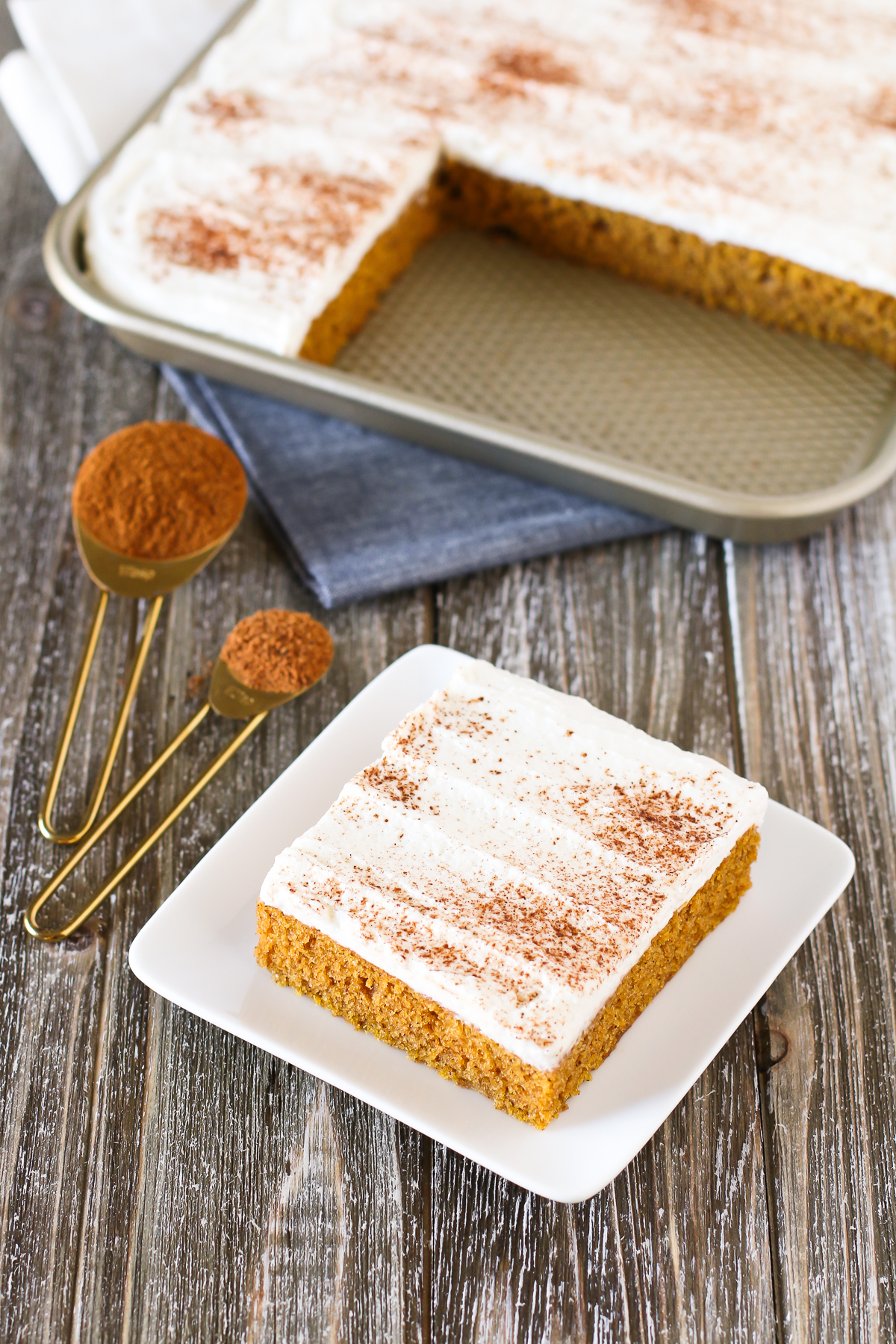 Gluten Free Vegan Pumpkin Bars. Moist pumpkin cake with all the fall spices, topped with the creamiest dairy free cream cheese frosting. this fall dessert is HEAVEN!