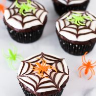 gluten free vegan chocolate spiderweb cupcakes