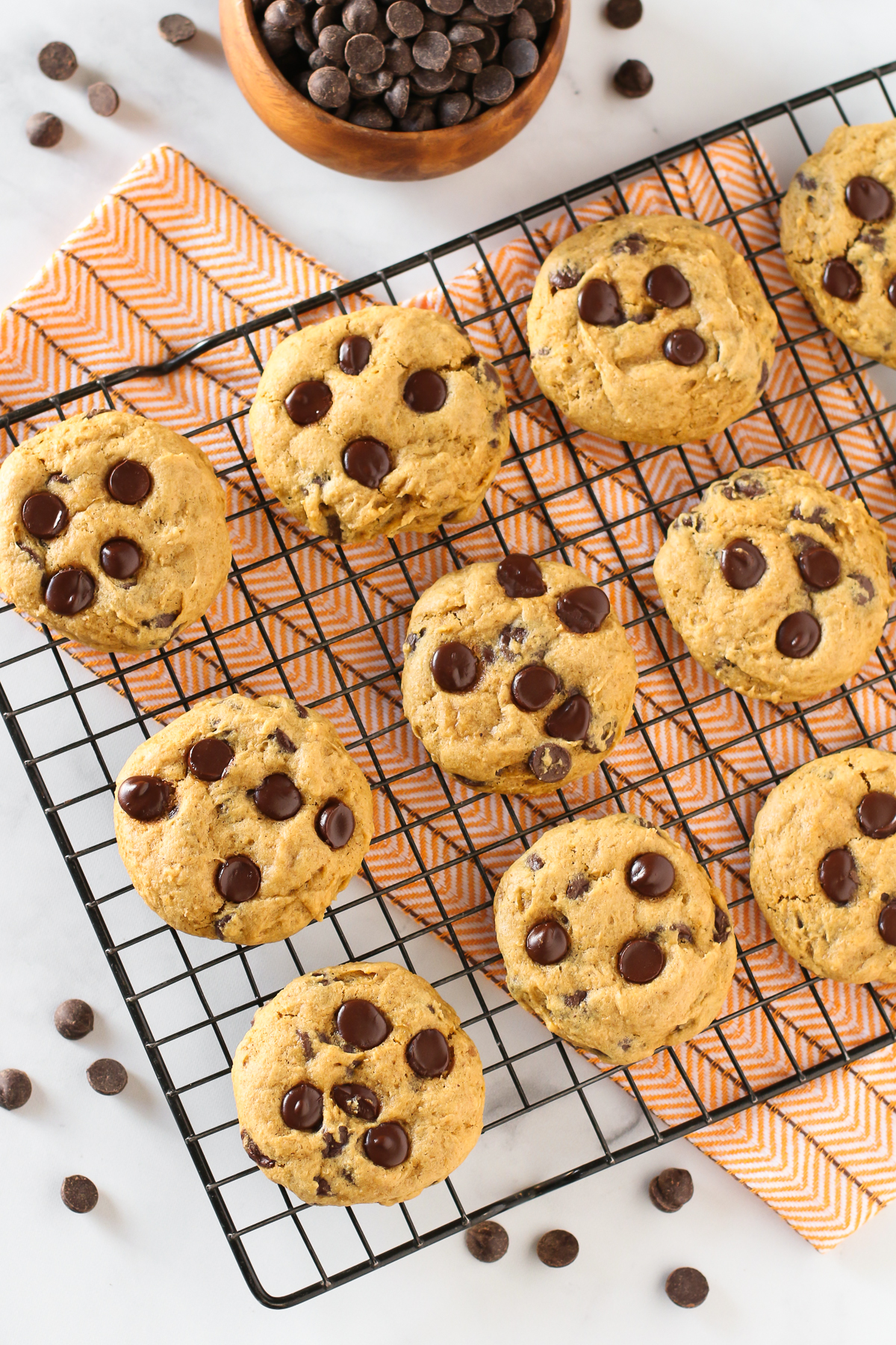 Gluten Free Vegan Pumpkin Chocolate Chip Cookies. Pumpkin, chocolate, spice and everything nice. That’s what these allergen free cookies are made of!