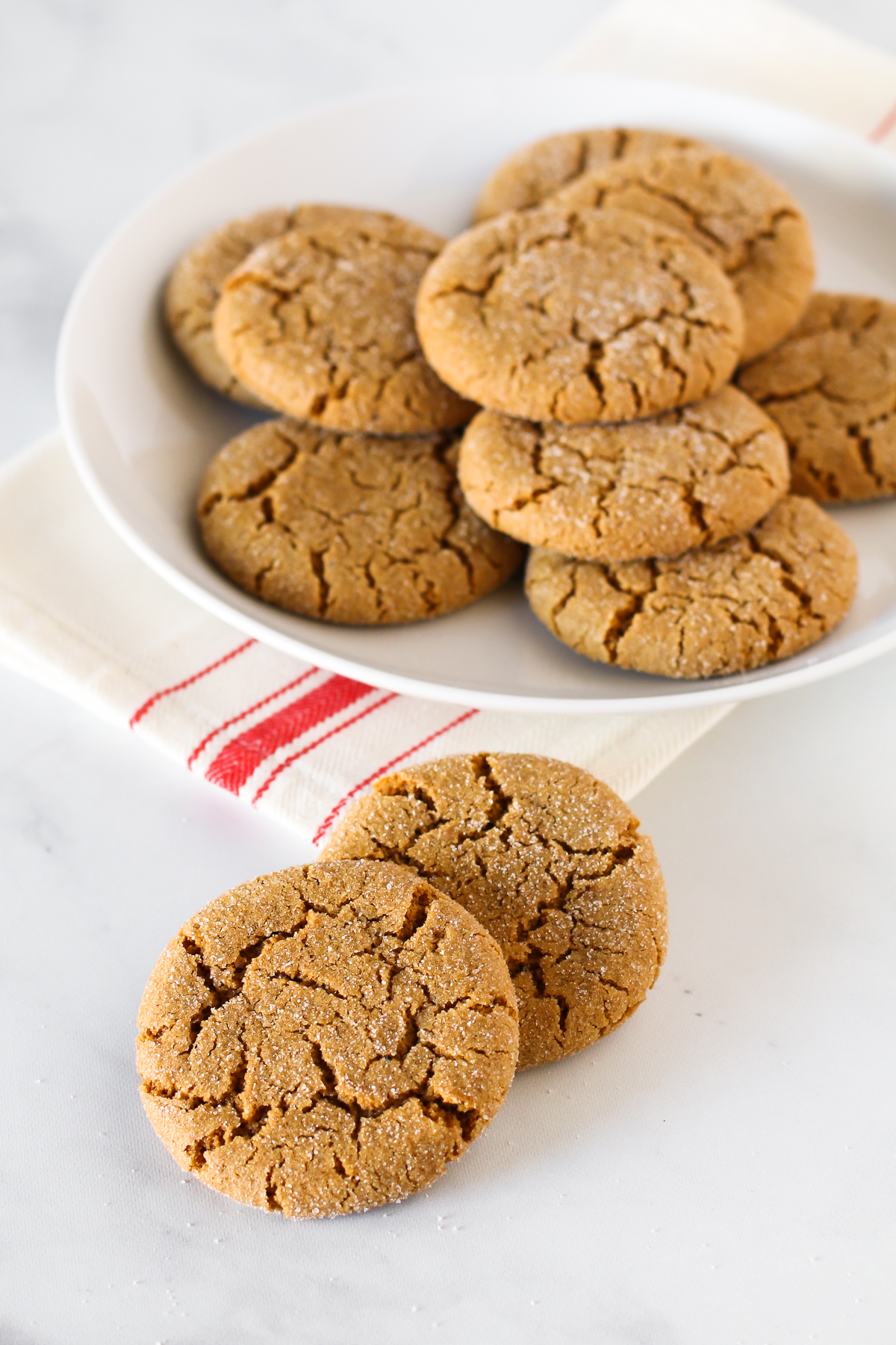 Gluten Free Vegan Molasses Cookies. Soft, chewy and perfectly spiced. A classic holiday cookie!