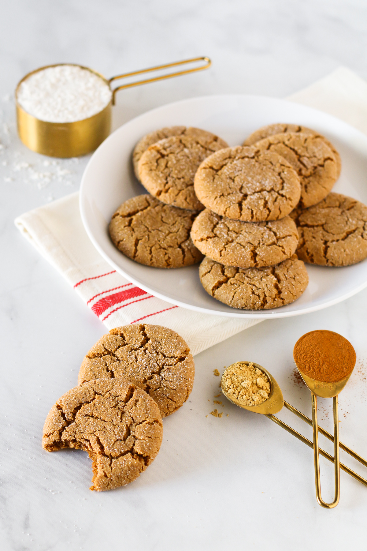 Gluten Free Vegan Molasses Cookies. Soft, chewy and perfectly spiced. A classic holiday cookie!