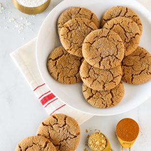 Gluten Free Vegan Molasses Cookies. Soft, chewy and perfectly spiced. A classic holiday cookie!