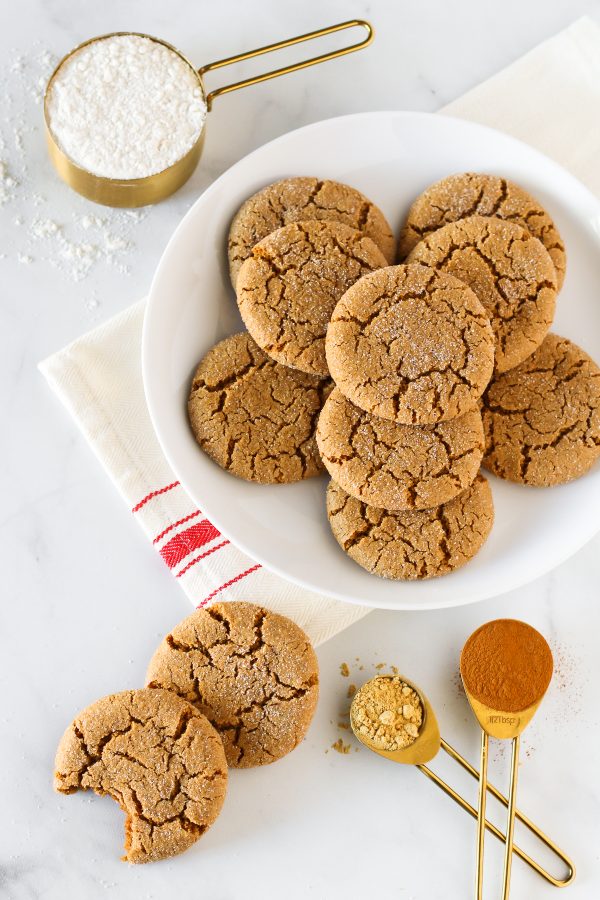 Gluten Free Vegan Molasses Cookies. Soft, chewy and perfectly spiced. A classic holiday cookie!