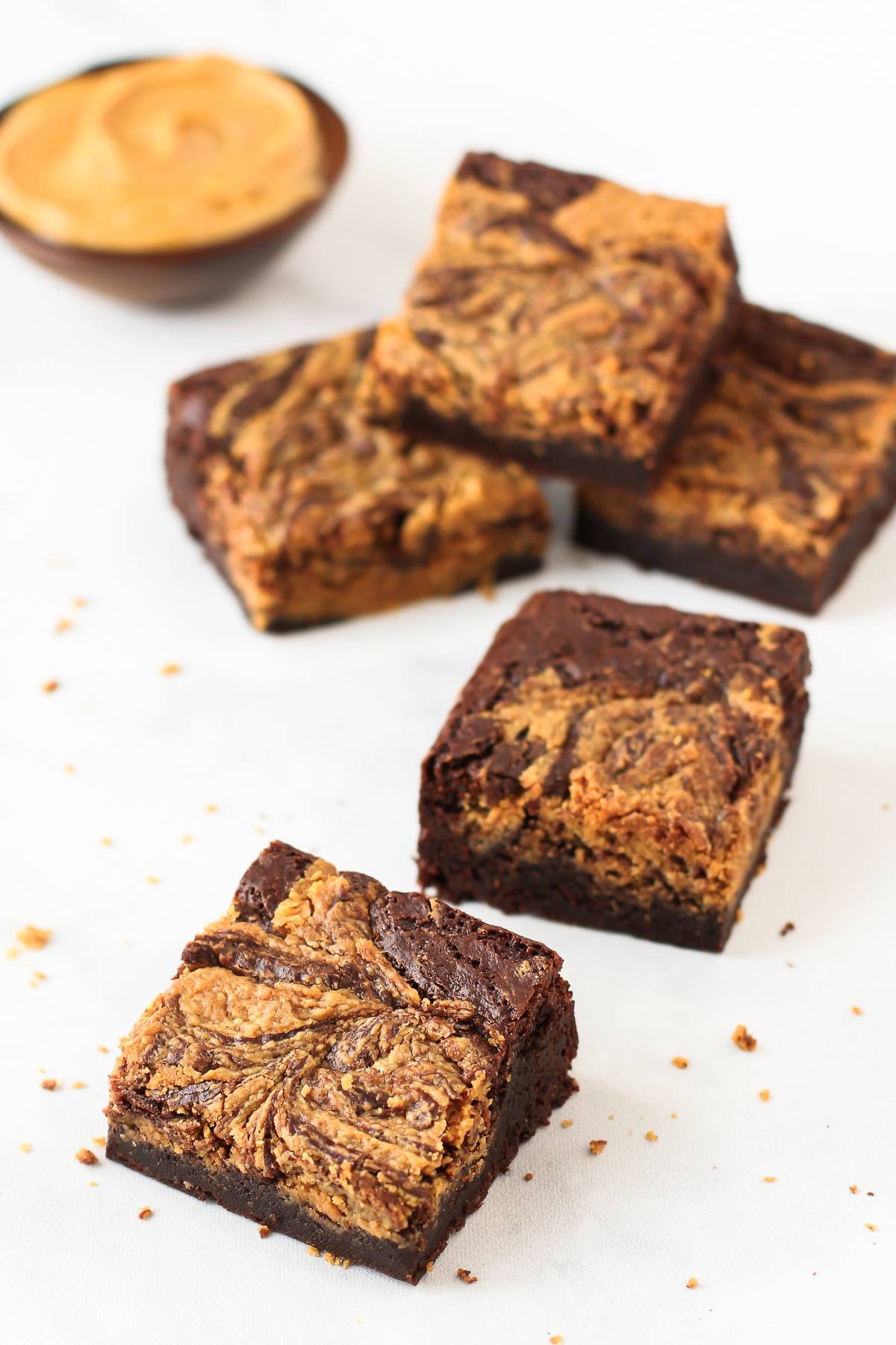 Gluten Free Vegan Peanut Butter Swirl Brownies. Who can resist a chocolate fudge brownie with swirls of creamy peanut butter?