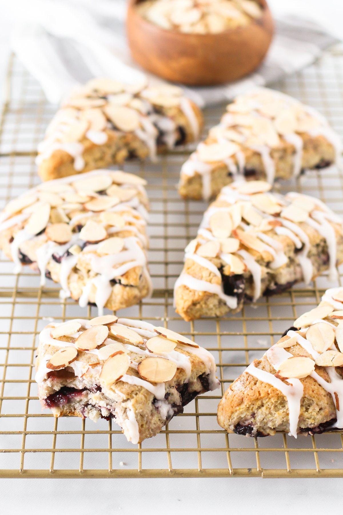 Gluten Free Vegan Cherry Almond Scones. Tender scones with black cherries and toasted almonds. The perfection coffee companion!