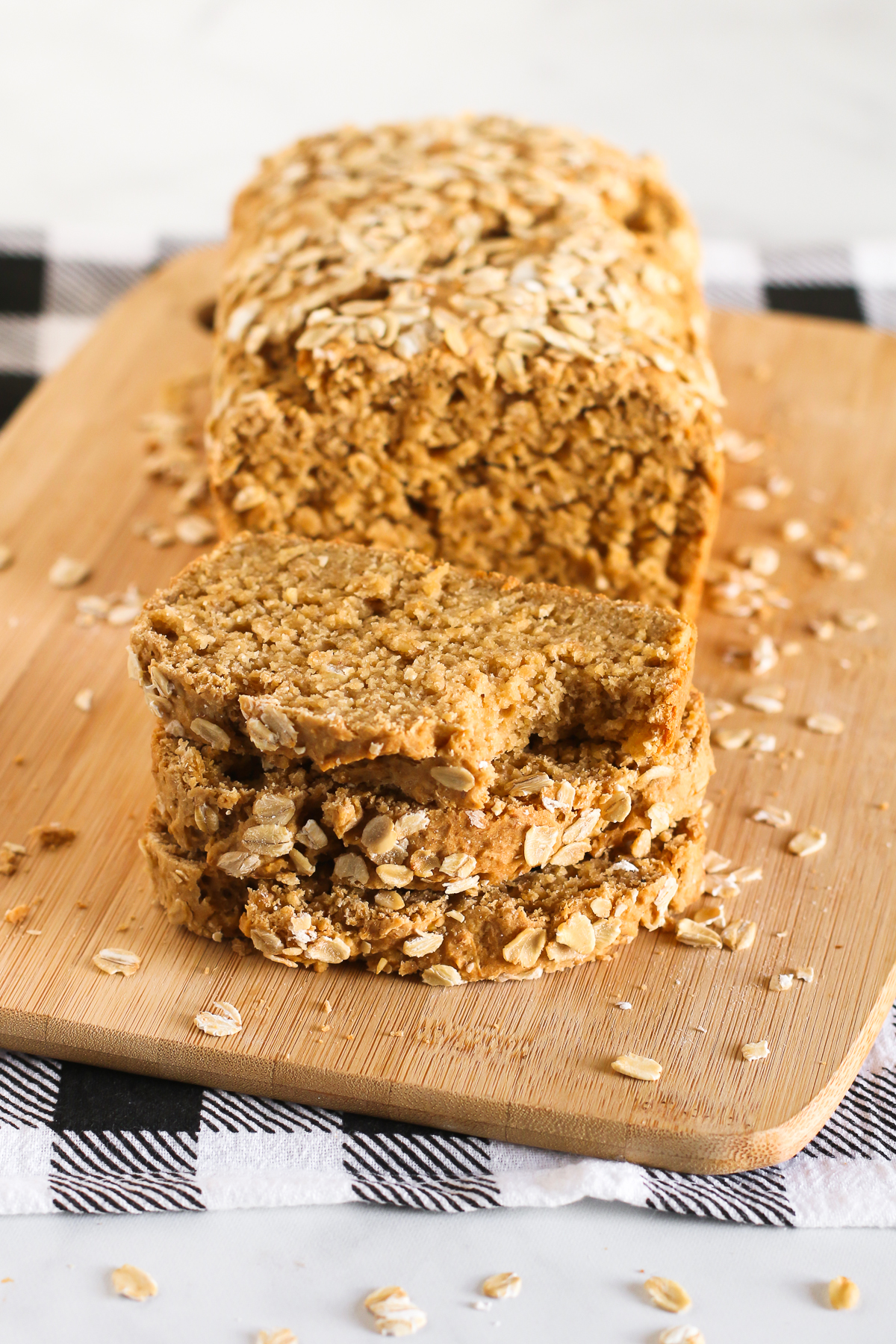 Gluten Free Vegan Oatmeal Quick Bread. Soft oat bread, made without yeast and mixes up in one bowl!