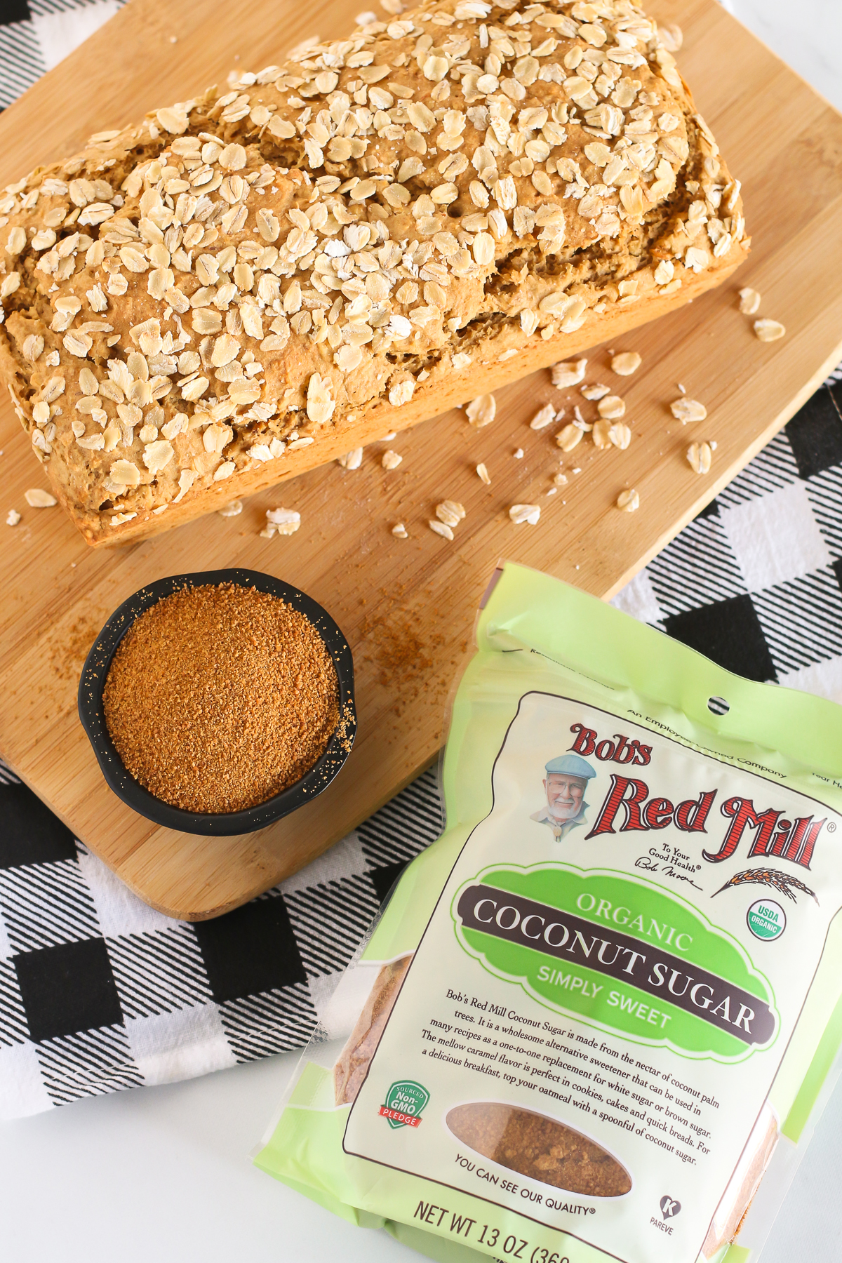 Gluten Free Vegan Oatmeal Quick Bread. Soft oat bread, sweetened with Bob’s Red Mill organic coconut sugar. 