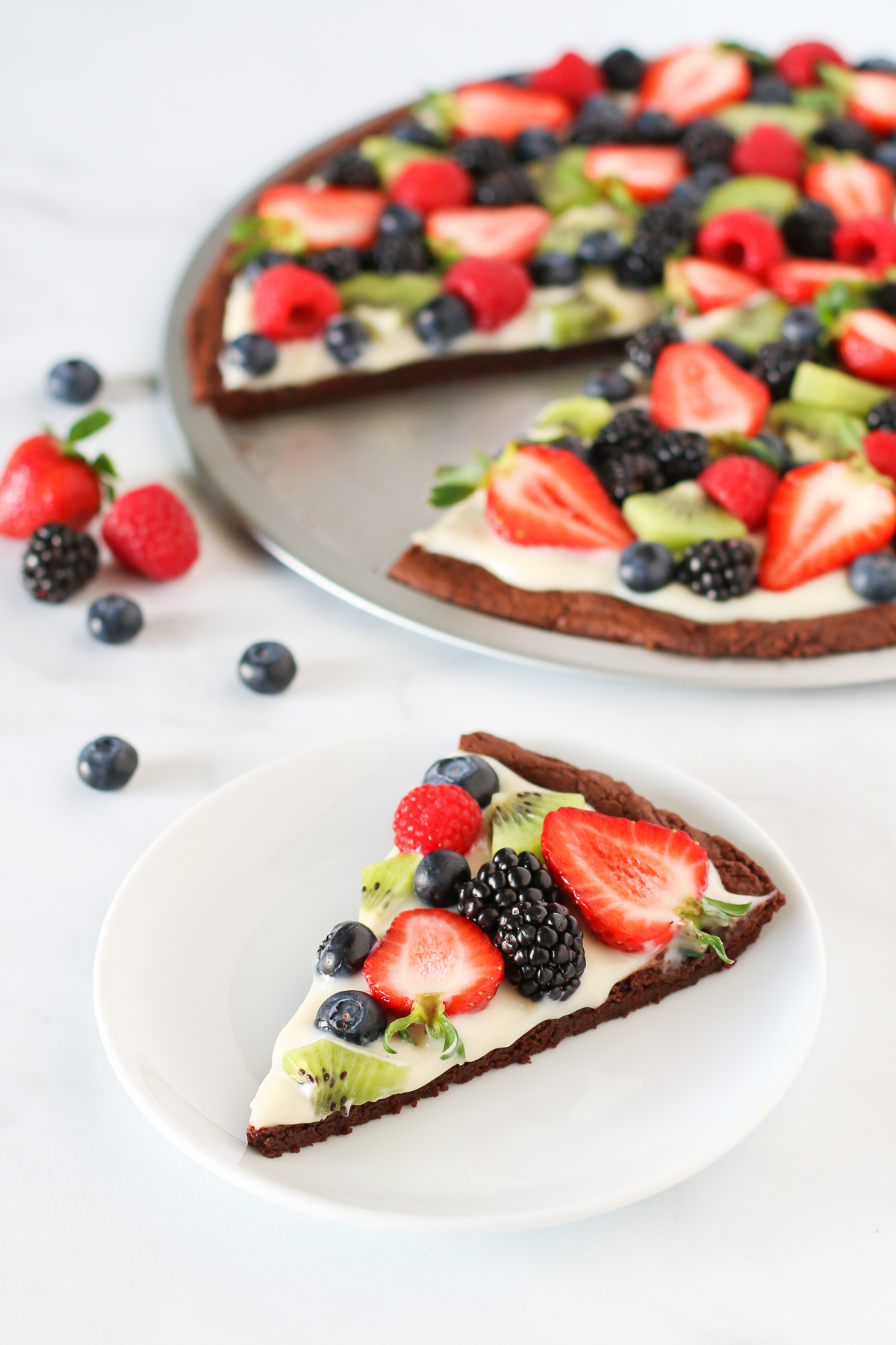 Gluten Free Vegan Brownie Fruit Pizza. Did you say pizza for dessert? I’m in!