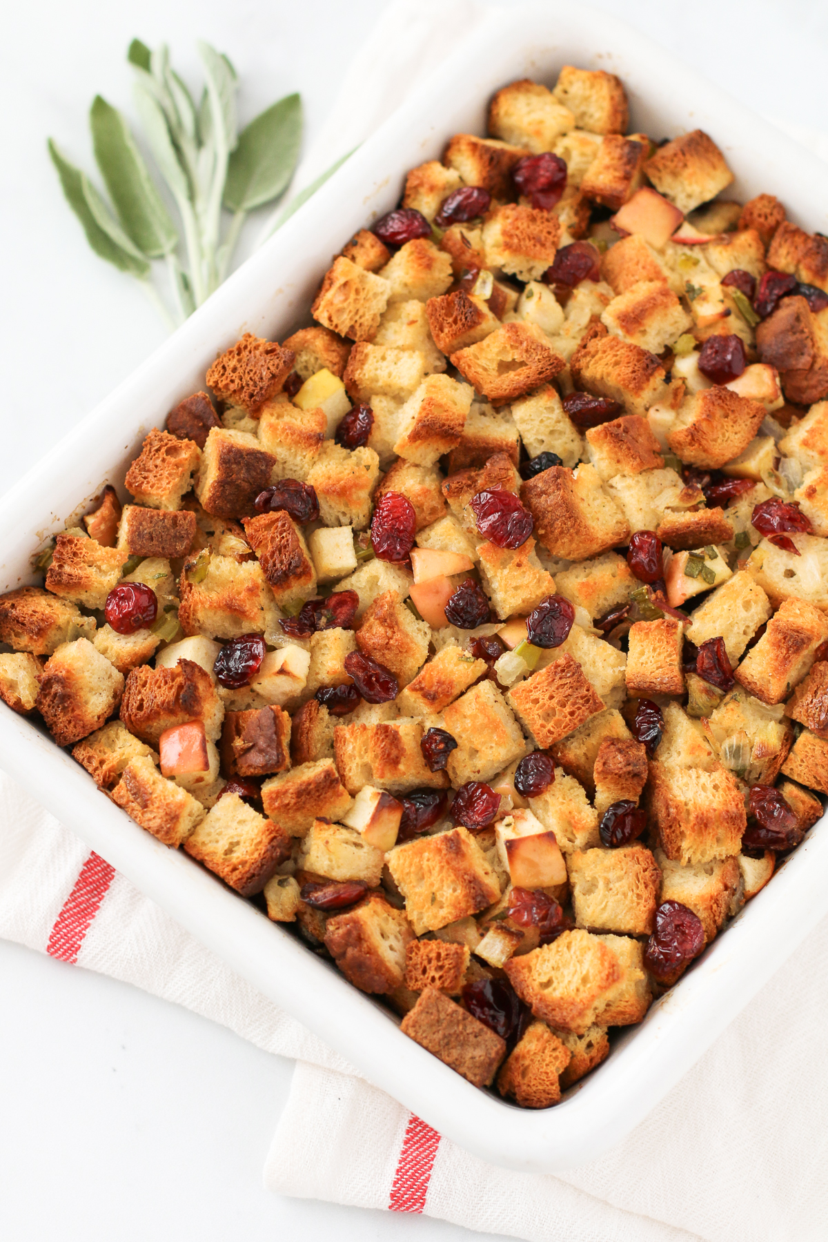 Gluten Free Apple Cranberry Stuffing. The sweet and savory combination of flavors in this stuffing makes it so satisfying and delicious.