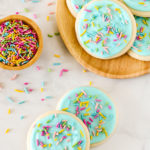 Gluten Free Vegan Frosted Sugar Cookies. The perfect rolled and cutout sugar cookies, with a simple vanilla frosting. An exceptional cookie for any occasion!