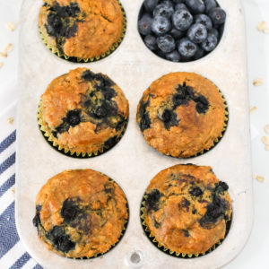 Gluten Free Vegan Blueberry Oatmeal Muffins. Hearty oatmeal muffins, bursting with sweet blueberries. Quite the morning treat!