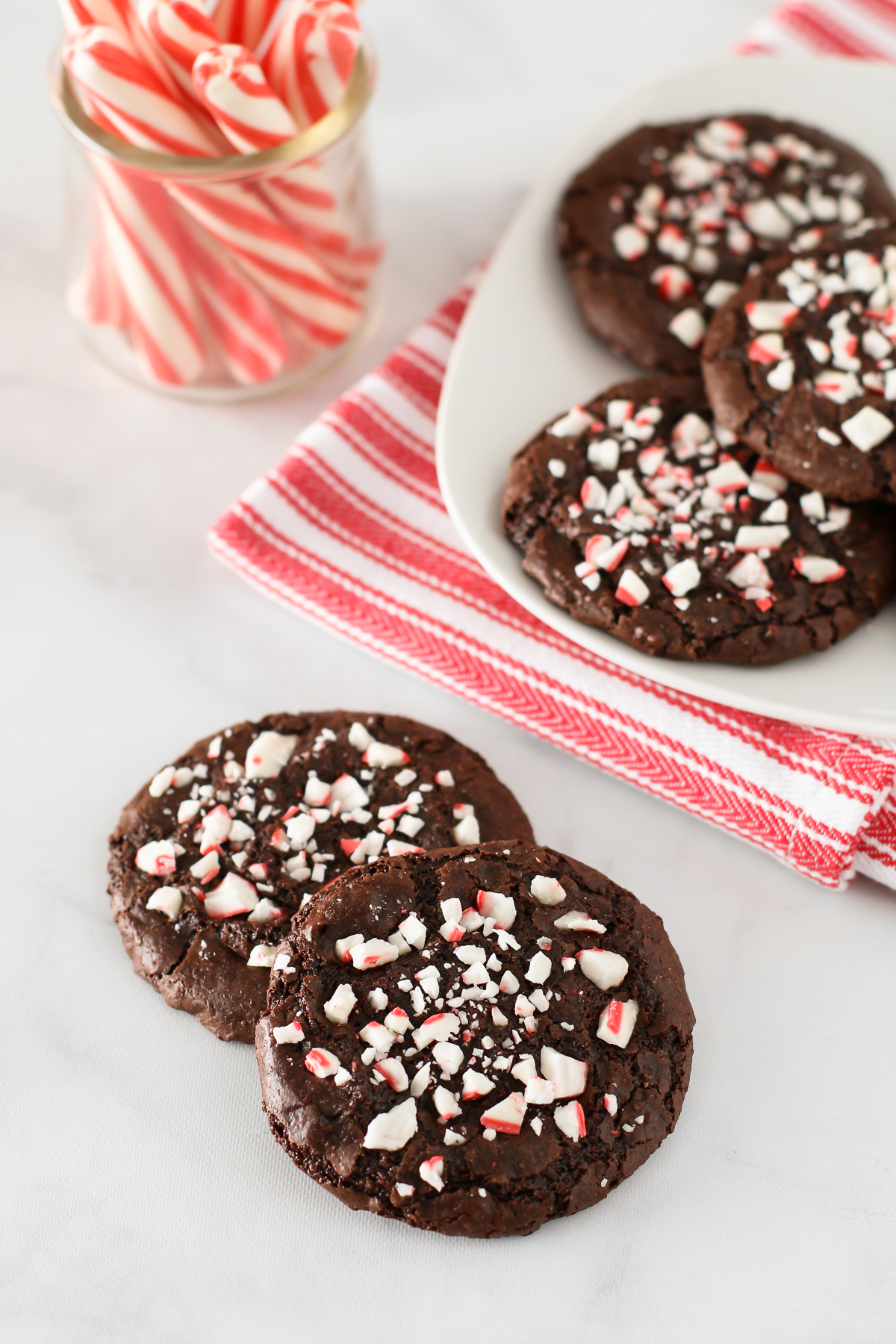 Gluten Free Vegan Chewy Chocolate Peppermint Cookies. Chocolate and peppermint make the perfect Christmas cookie combination!