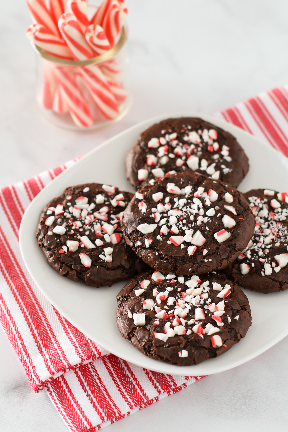 Gluten Free Vegan Chewy Chocolate Peppermint Cookies. Chocolate and peppermint make the perfect Christmas cookie combination!
